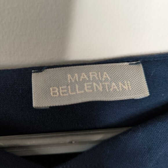 Blue Mini Sheath Dress with Crew Neck and Cuffed Sleeves - Picture 3 of 10